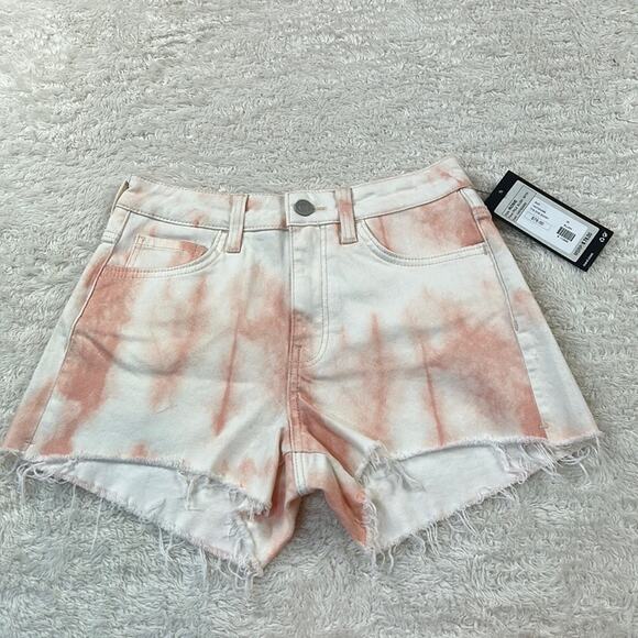 Mavi Rosie High Rise 90s shorts tie dye pale blush batik pink, size 24 NWT - Picture 1 of 10